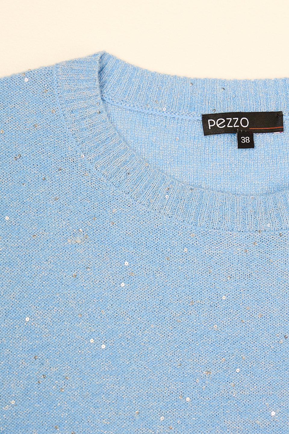 Пуловер Pezzo с пайетками голубой