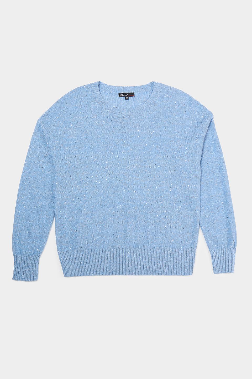 Пуловер Pezzo с пайетками голубой