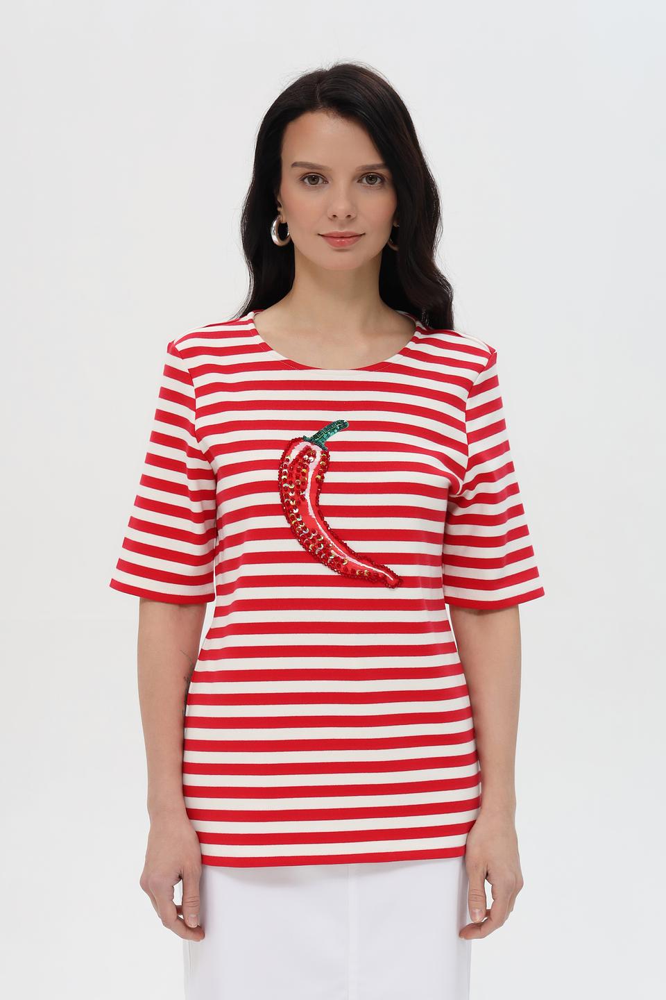 Футболка Pezzo в полоску с перцем