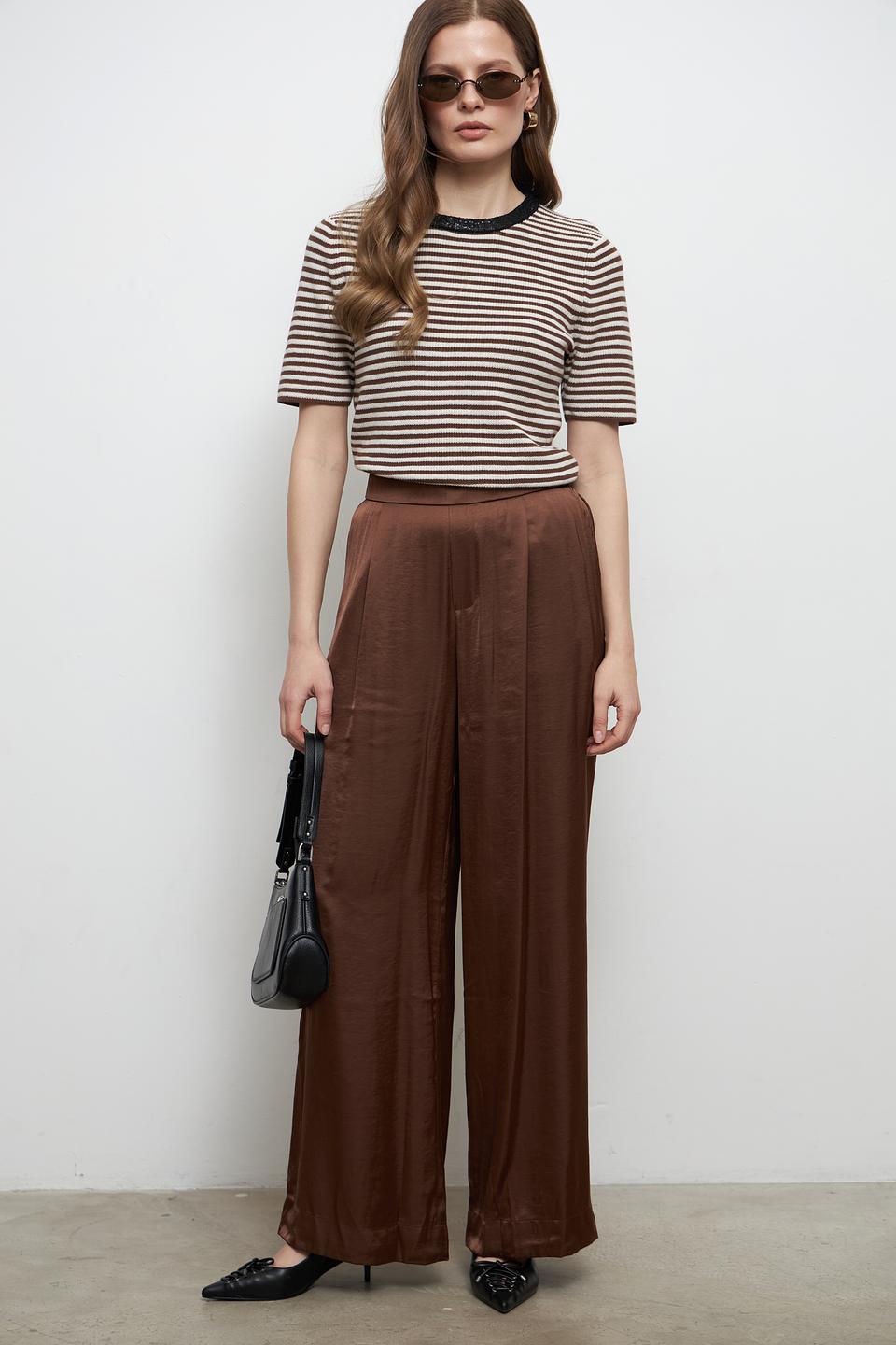 Брюки палаццо Oui коричневые