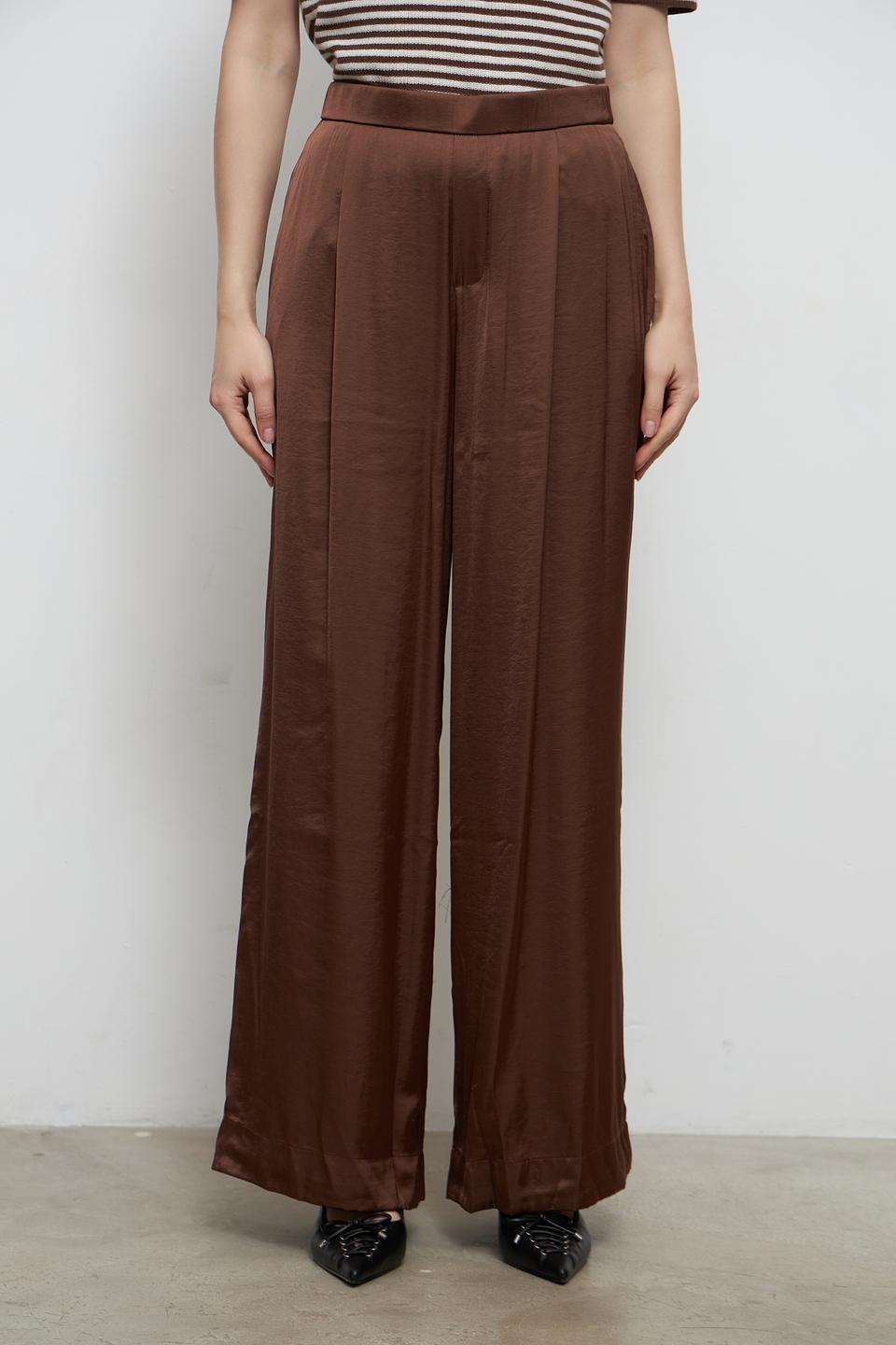 Брюки палаццо Oui коричневые
