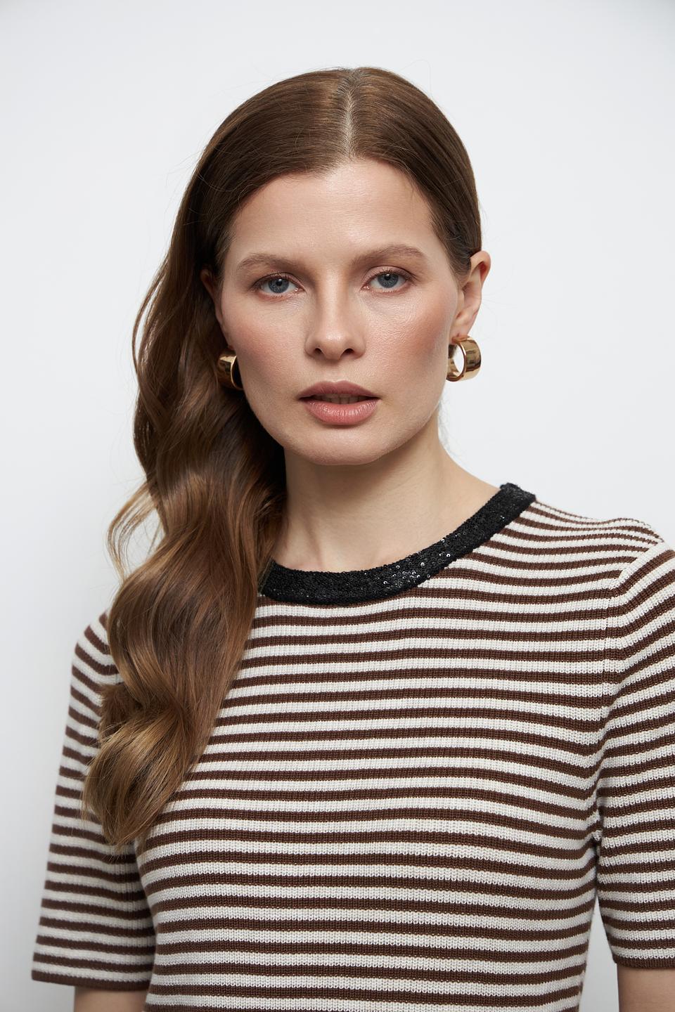 Пуловер Oui в полоску