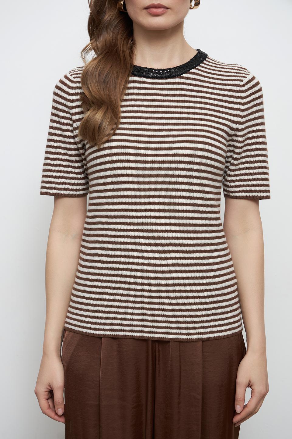 Пуловер Oui в полоску