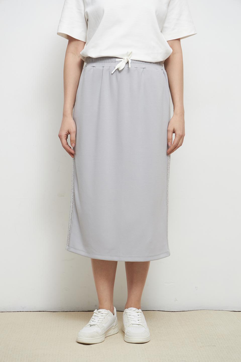 Юбка Lebek миди серая с полоской