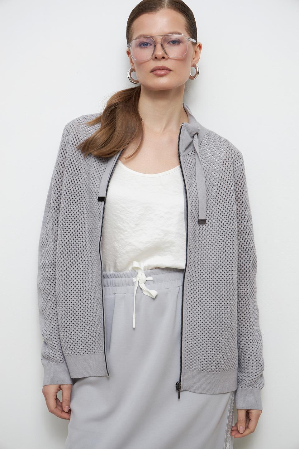 Жакет Lebek сетчатый серый