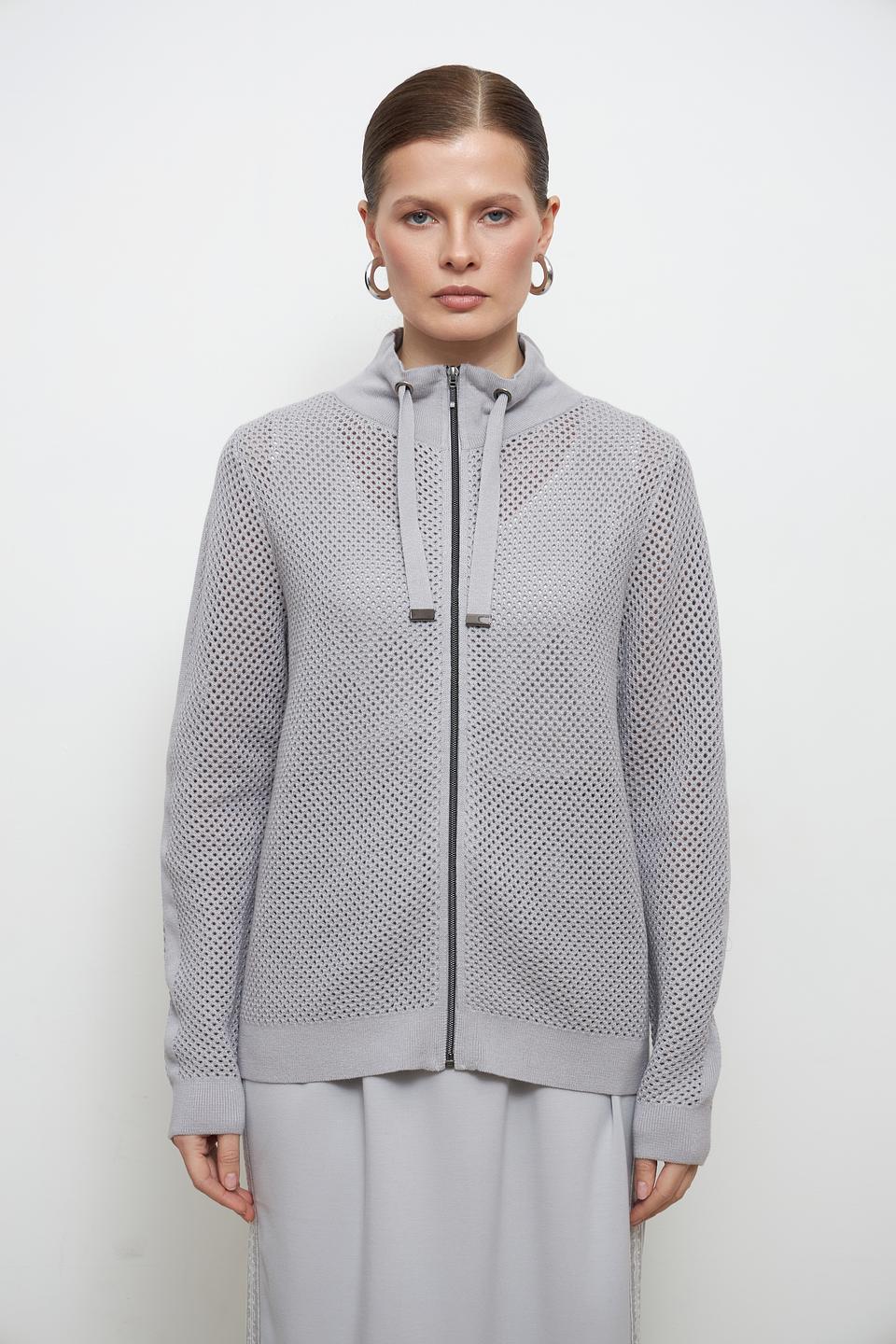 Жакет Lebek сетчатый серый