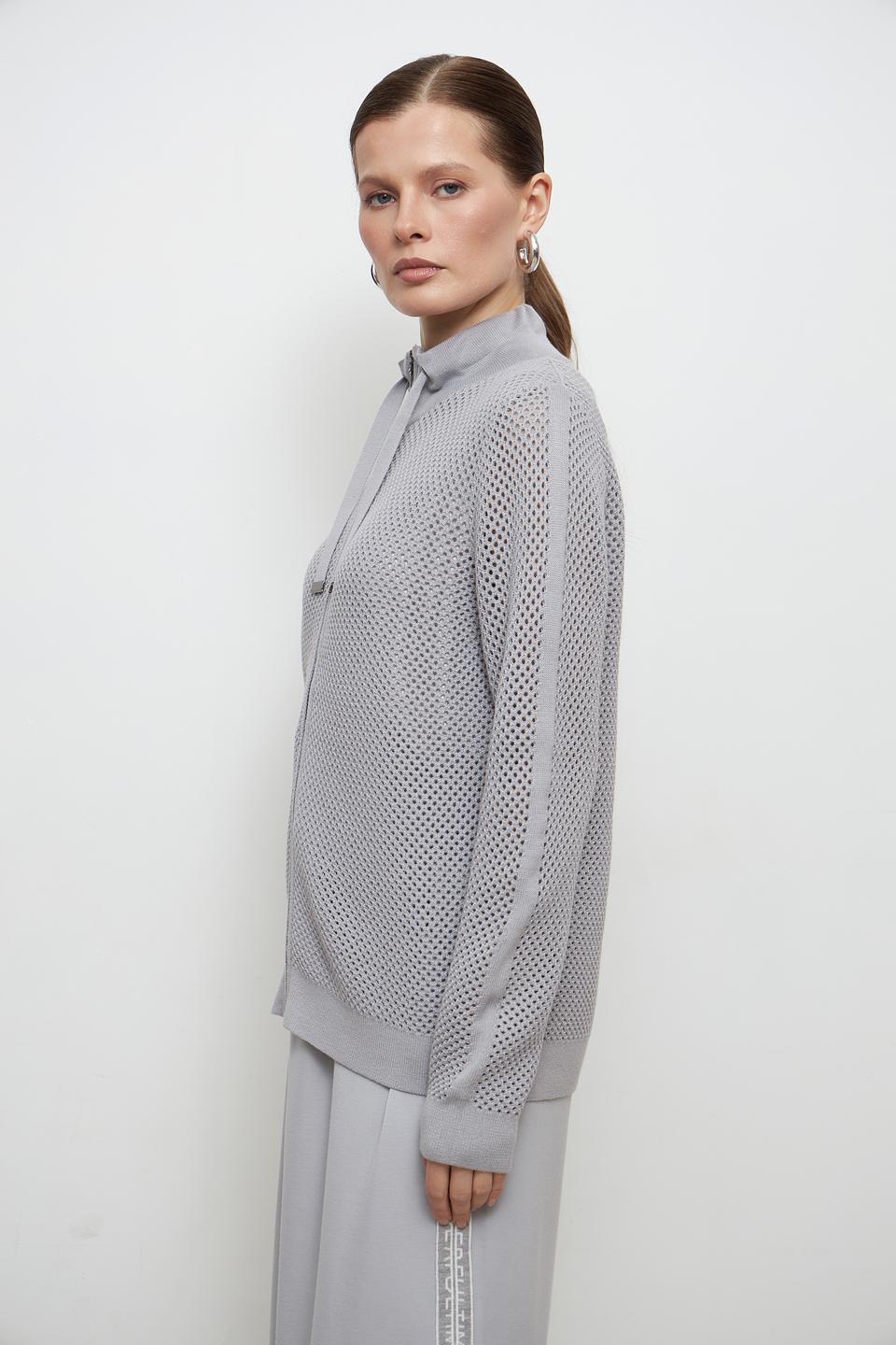 Жакет Lebek сетчатый серый