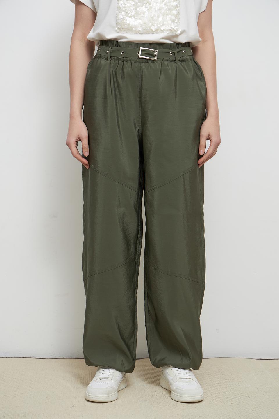 Брюки Oui хаки широкие