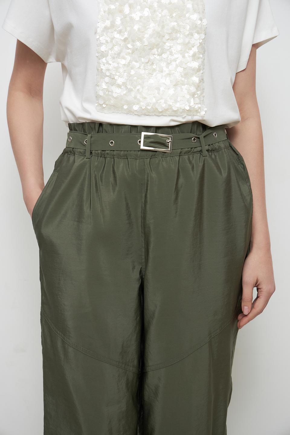 Брюки Oui хаки широкие