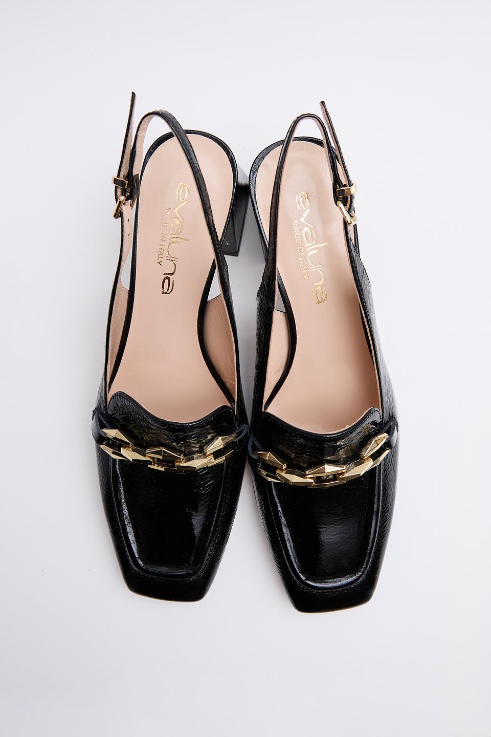 Лоферы Evaluna с цепочкой чёрные