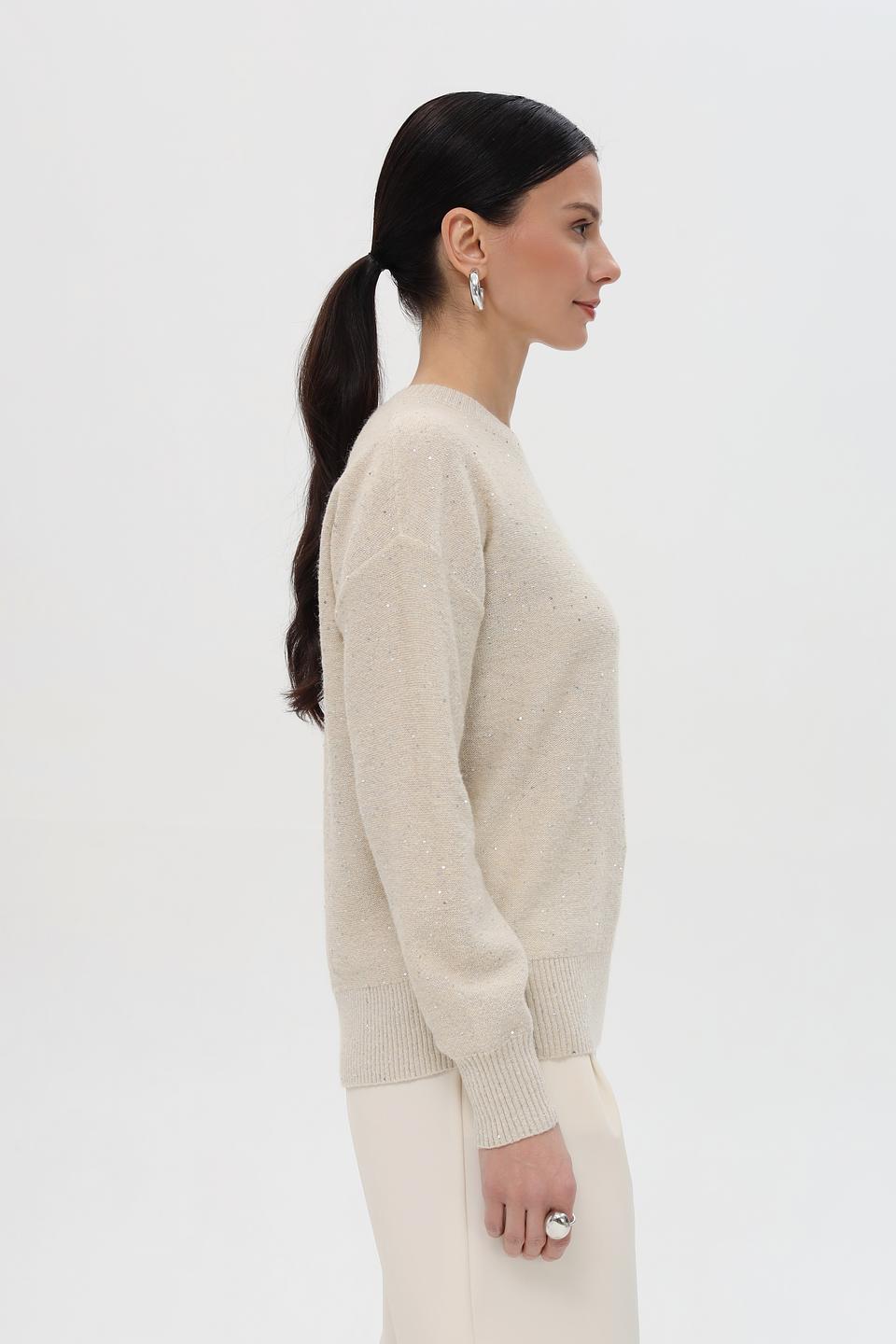 Пуловер Pezzo с пайетками бежевый