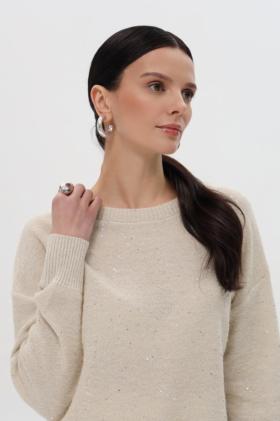 Пуловер Pezzo с пайетками бежевый