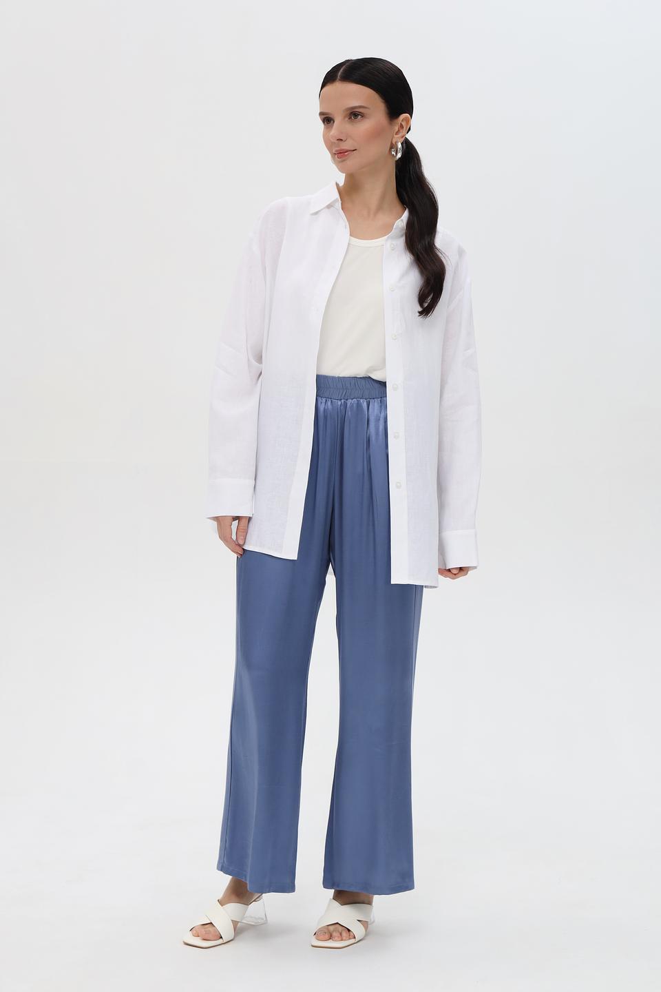 Брюки Pezzo атласные голубые