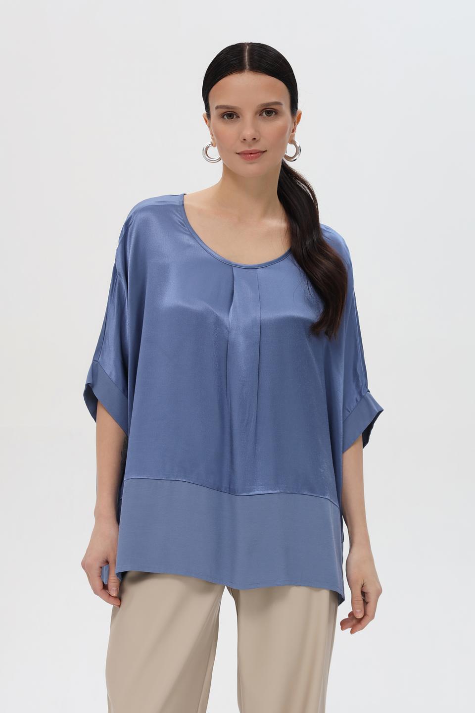 Блуза Pezzo атласная голубая