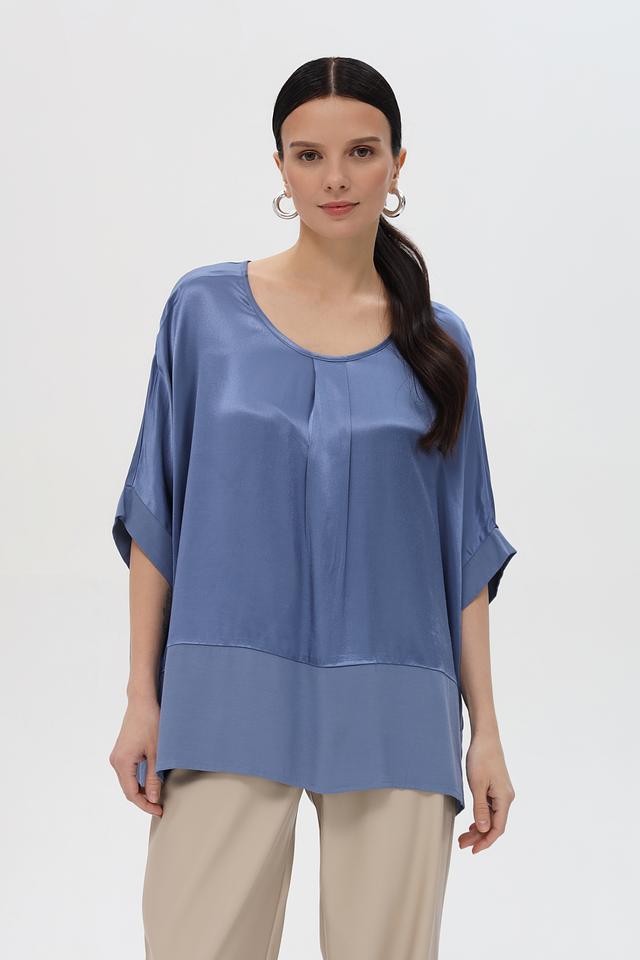 Блуза Pezzo атласная голубая