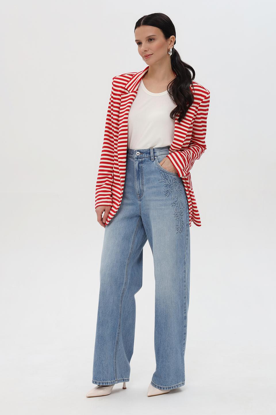 Джинсы Pezzo с вышивкой голубые