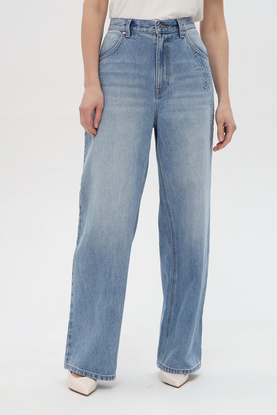 Джинсы Pezzo с вышивкой голубые