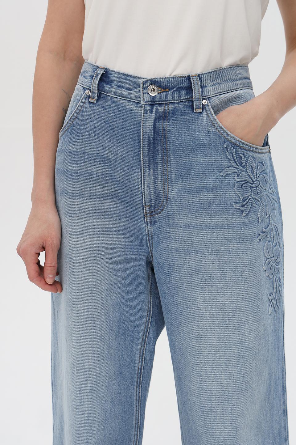 Джинсы Pezzo с вышивкой голубые