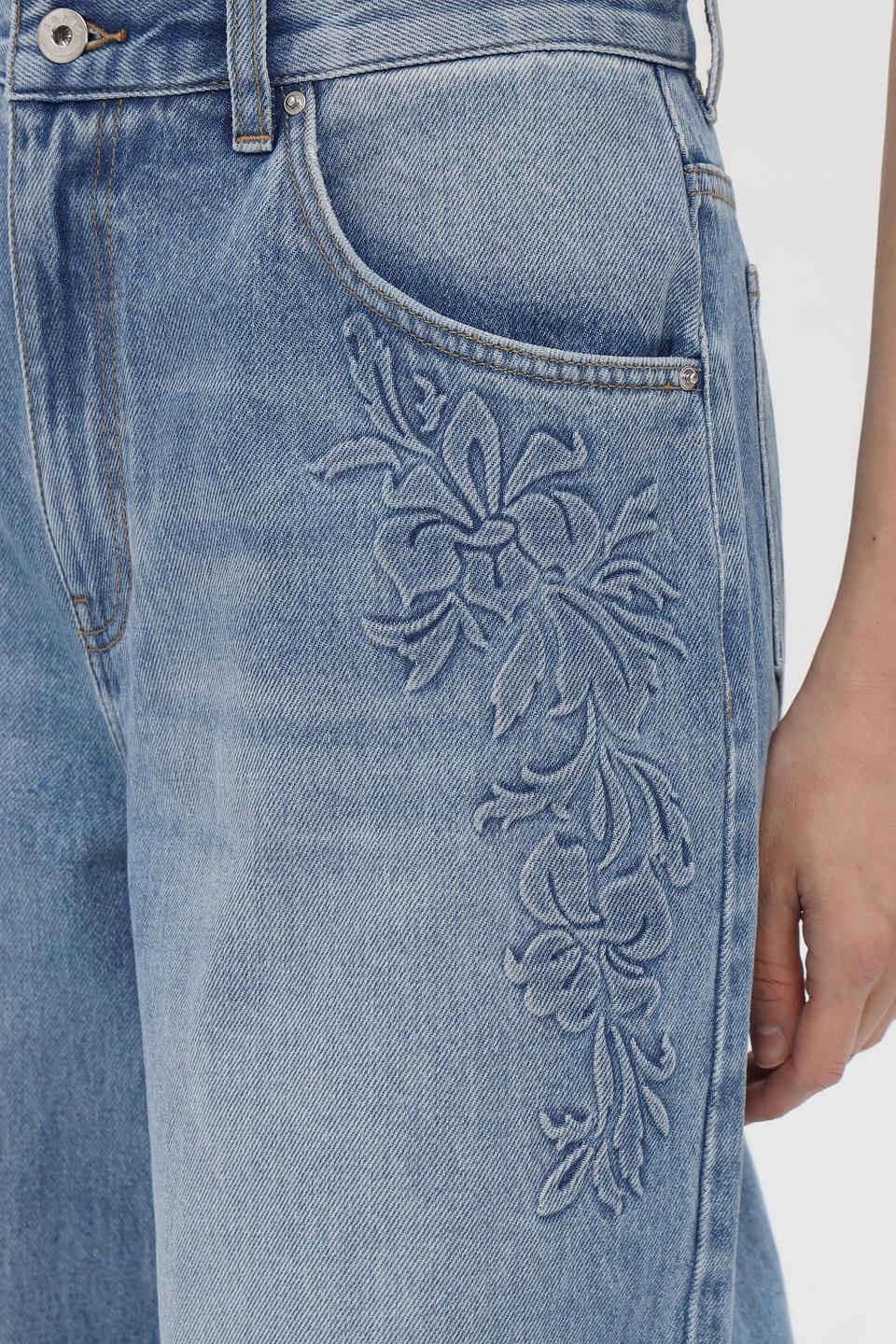 Джинсы Pezzo с вышивкой голубые