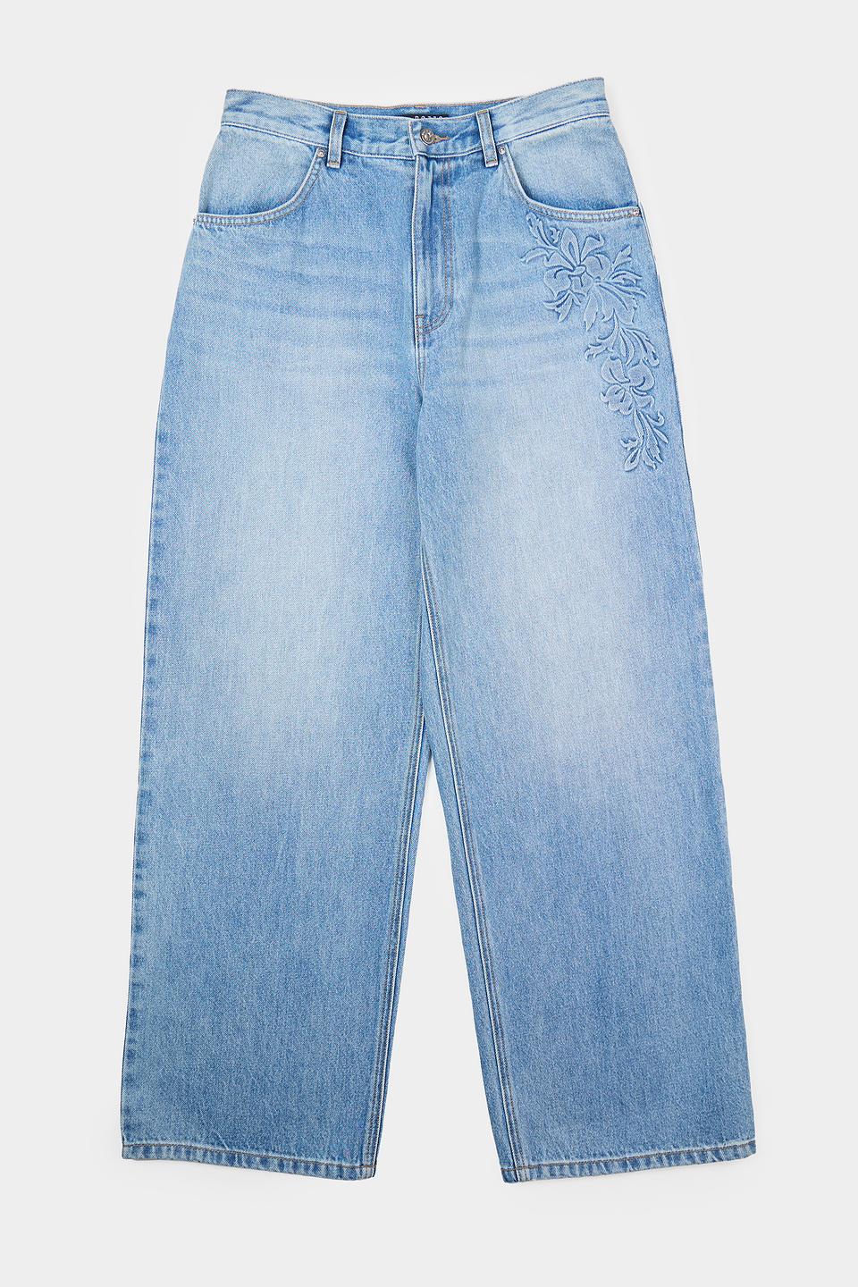 Джинсы Pezzo с вышивкой голубые