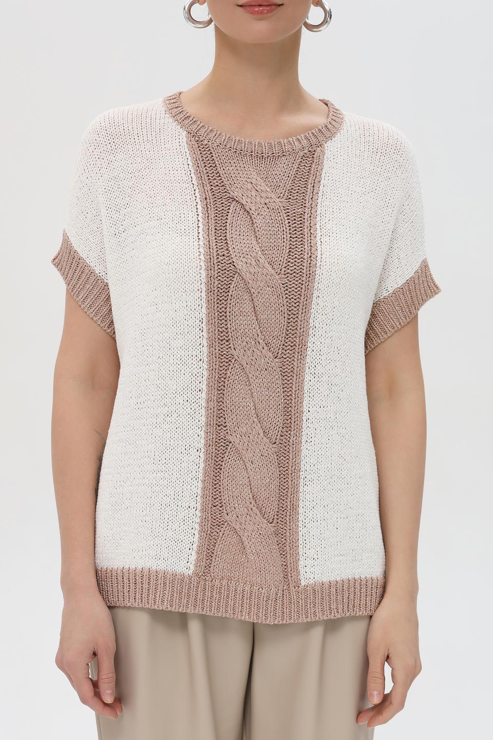 Пуловер Pezzo с косами бежевый