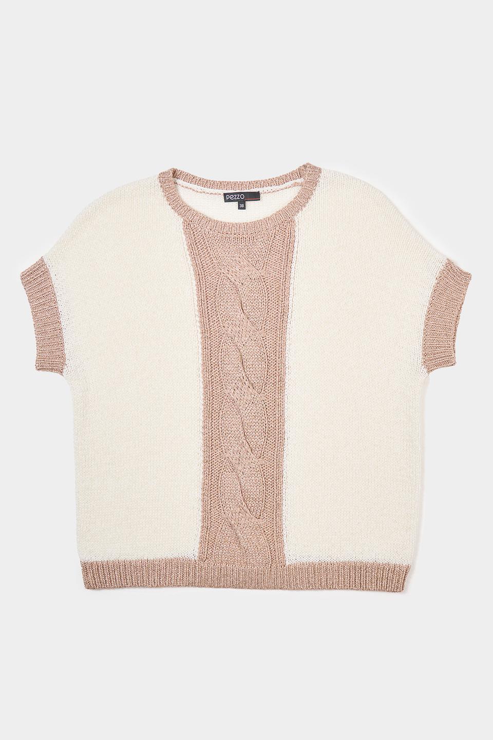Пуловер Pezzo с косами бежевый