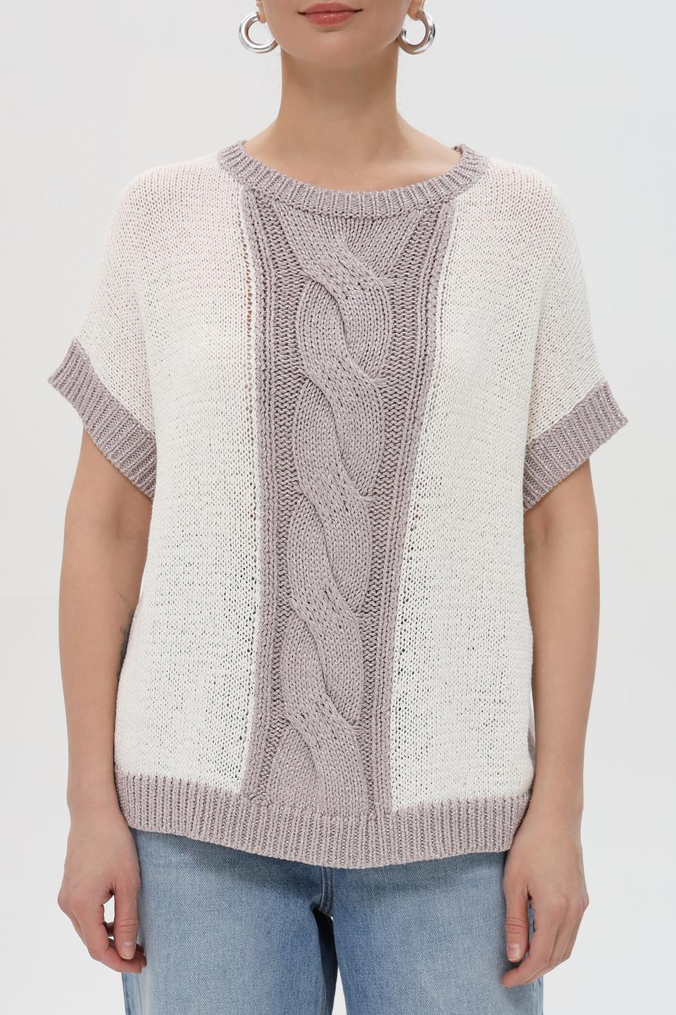 Пуловер Pezzo с косами молочный