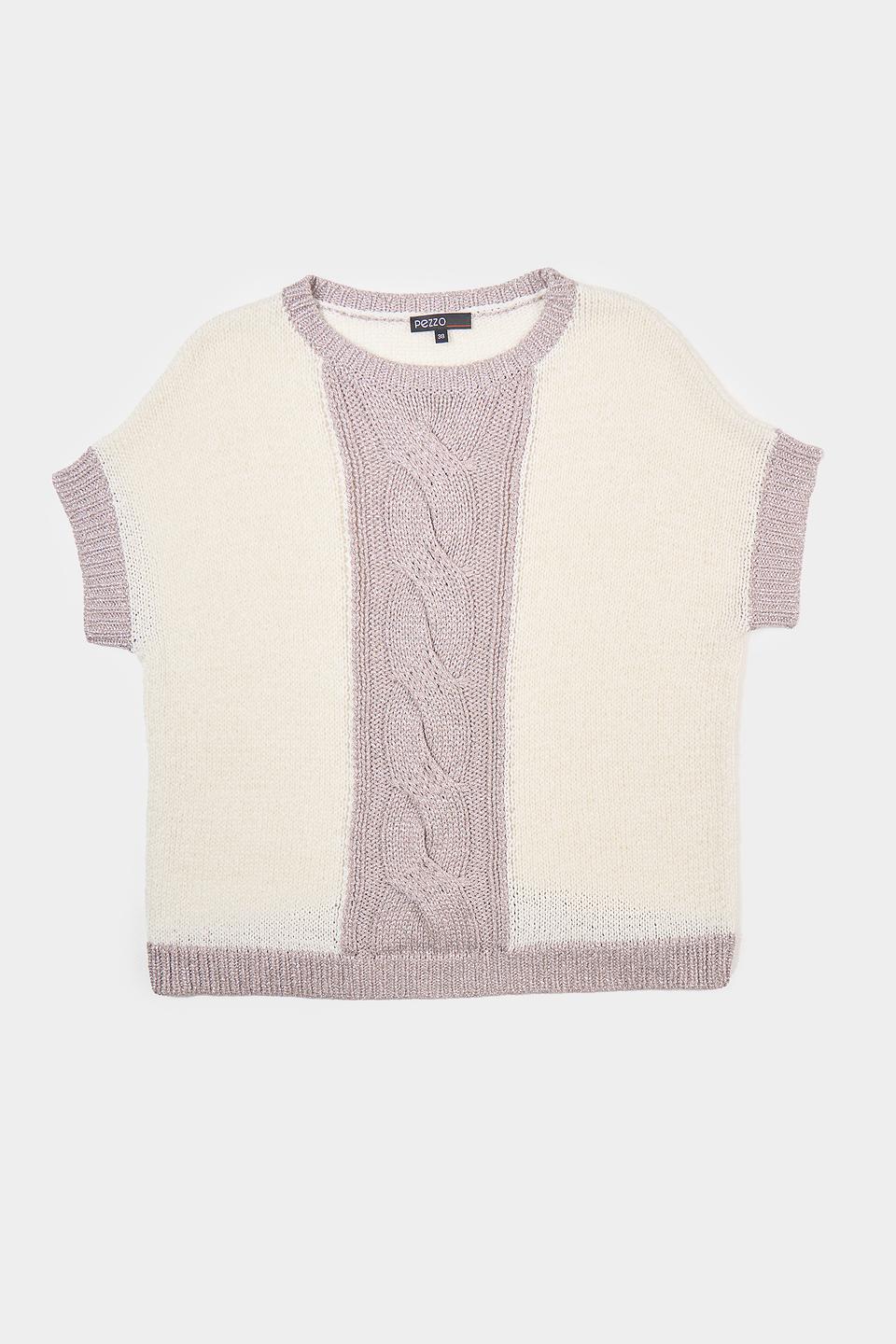 Пуловер Pezzo с косами молочный