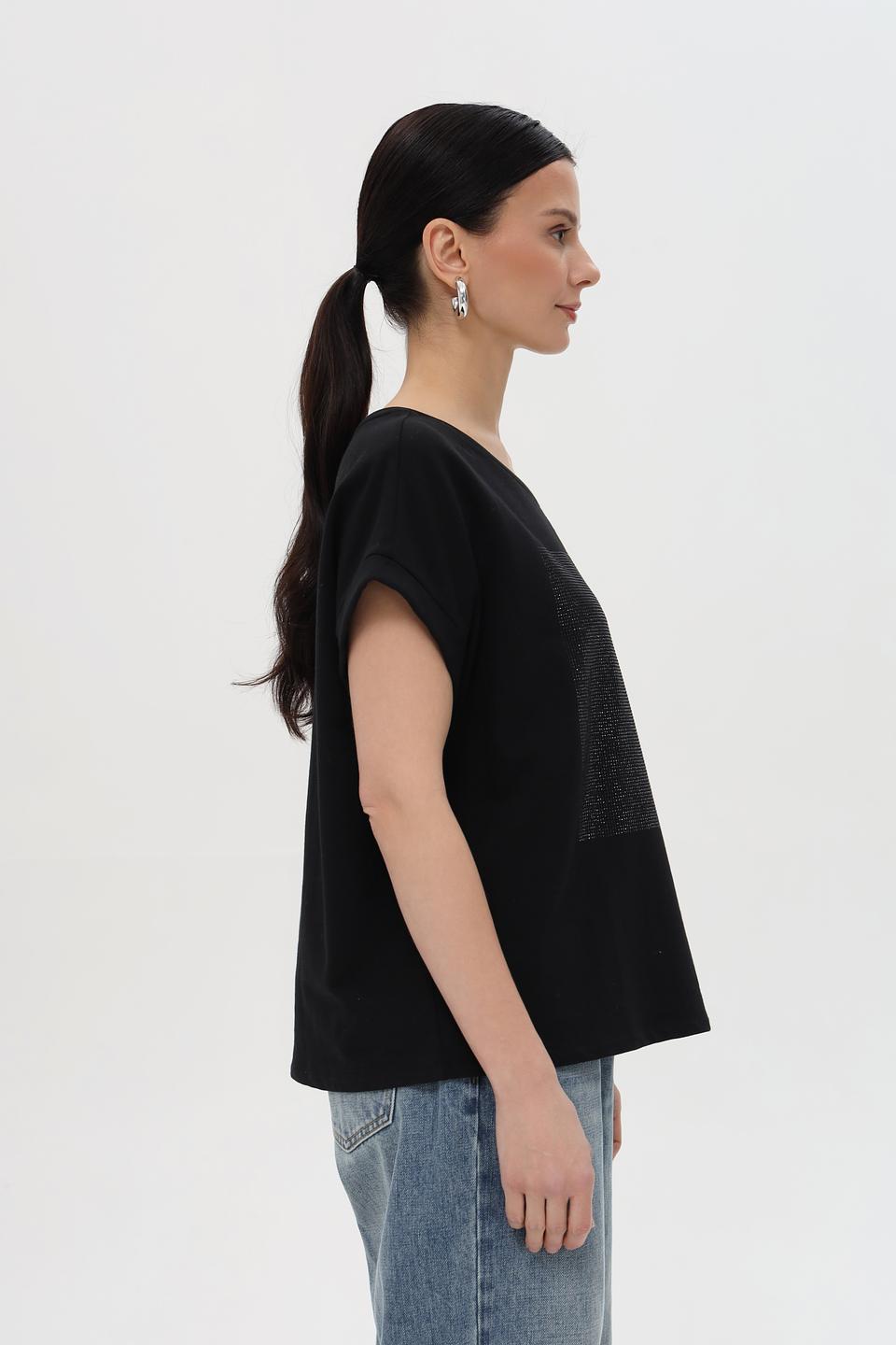 Футболка Pezzo с кристаллами чёрная