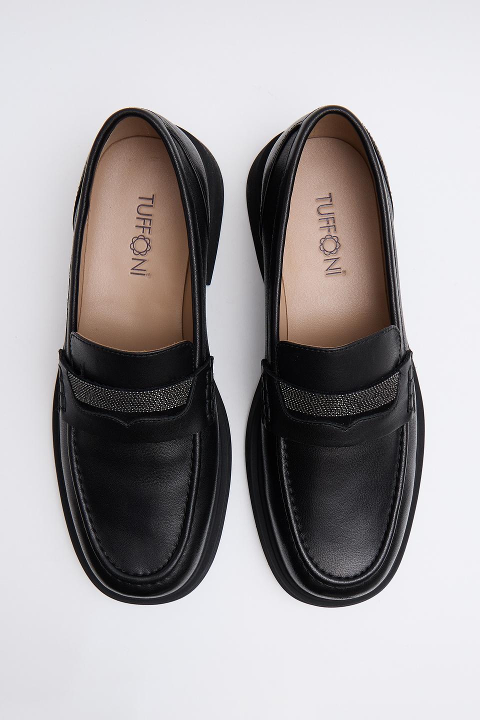 Лоферы Tuffoni с декоративной пряжкой чёрные