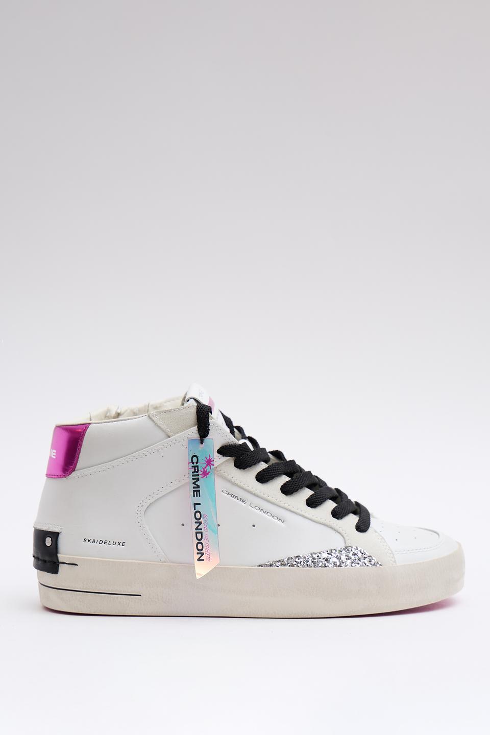 Кеды Crime London белые с фуксией