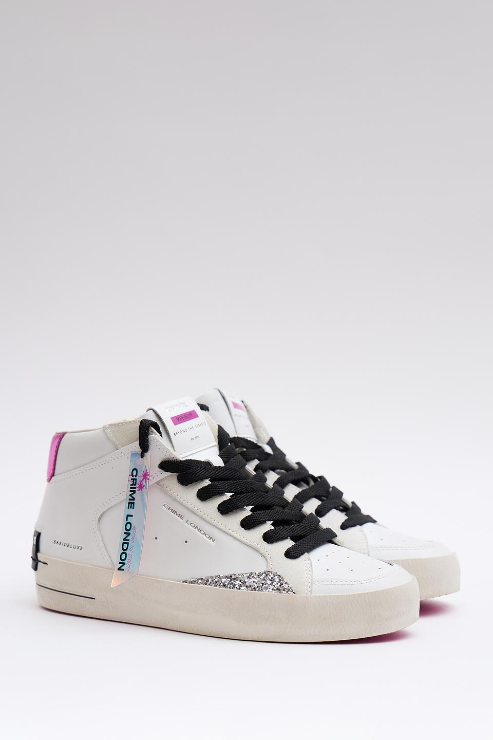 Кеды Crime London белые с фуксией