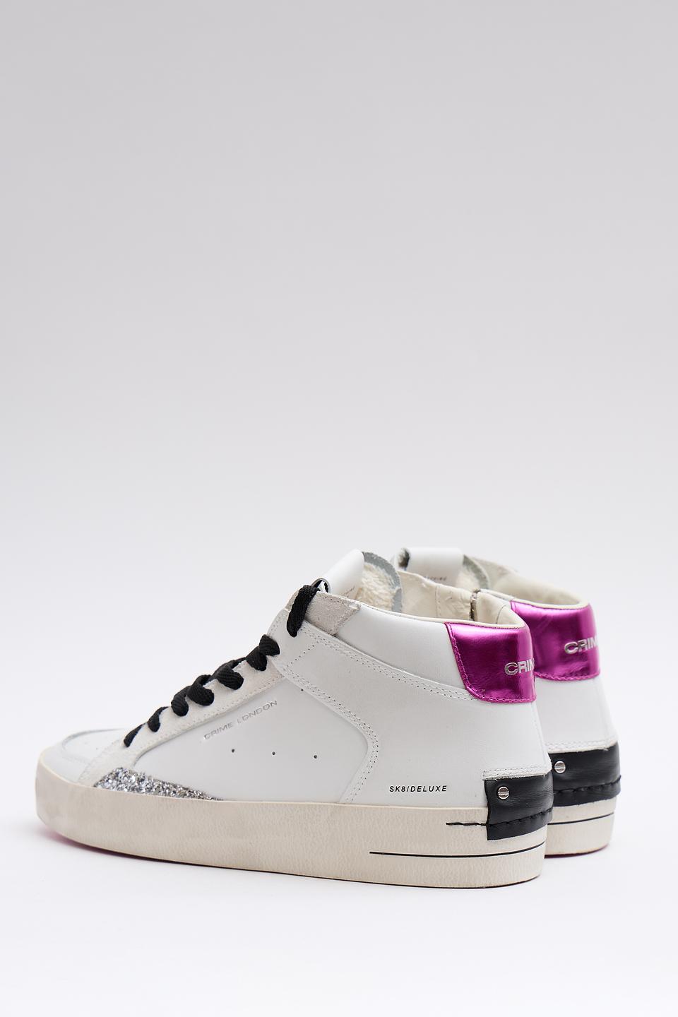 Кеды Crime London белые с фуксией