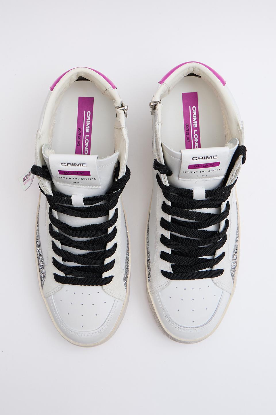 Кеды Crime London белые с фуксией