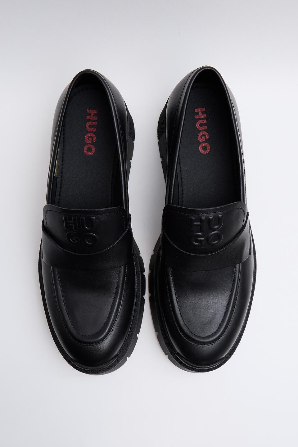 Лоферы Hugo на массивной подошве чёрные