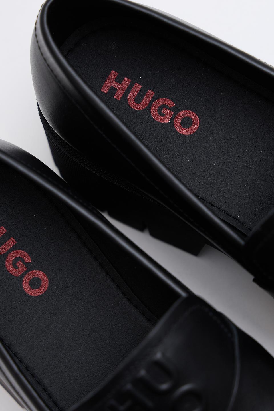 Лоферы Hugo на массивной подошве чёрные