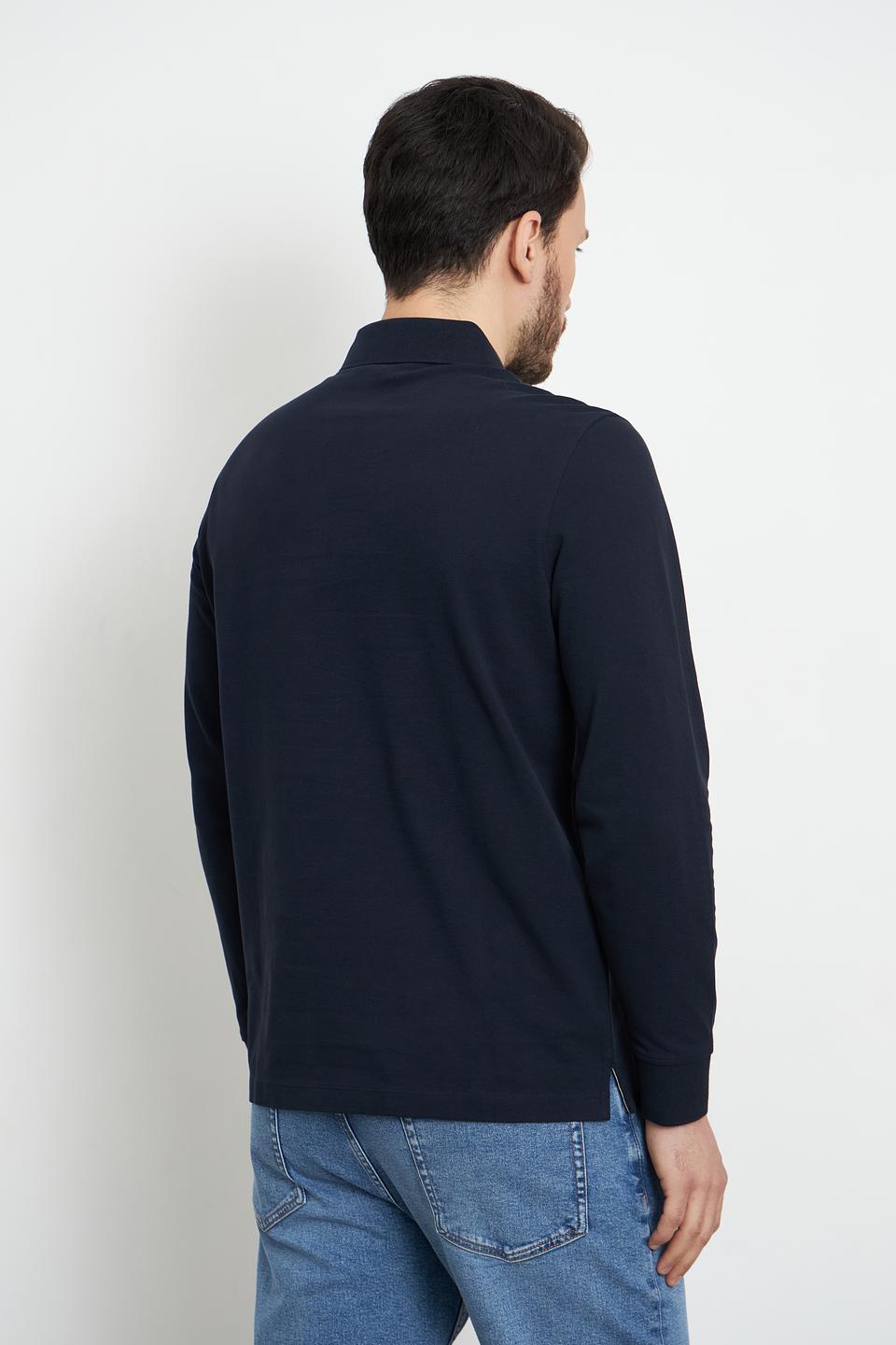 Поло Bugatti с длинным рукавом тёмно-синее