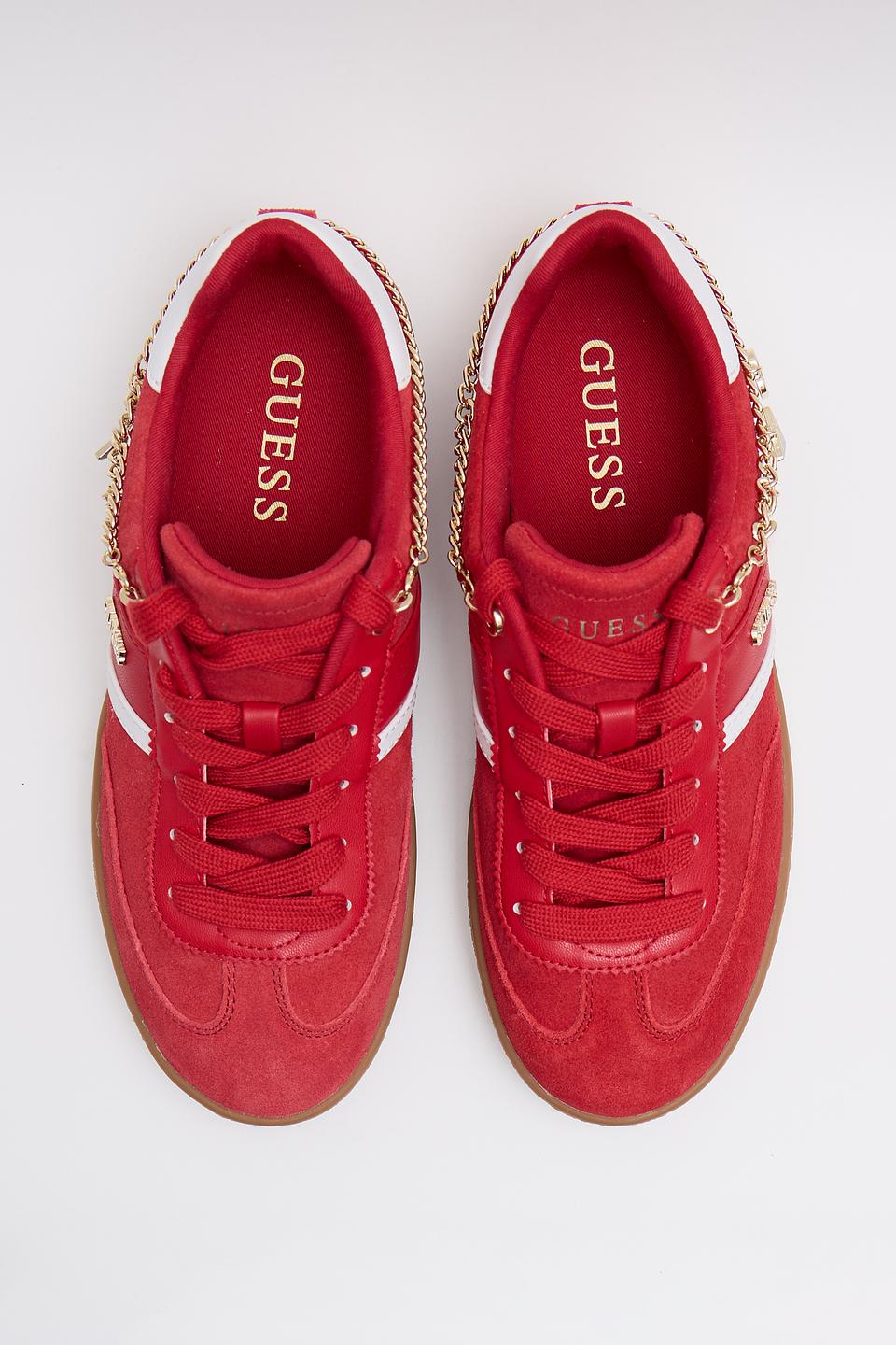 Кроссовки Guess с цепью красный