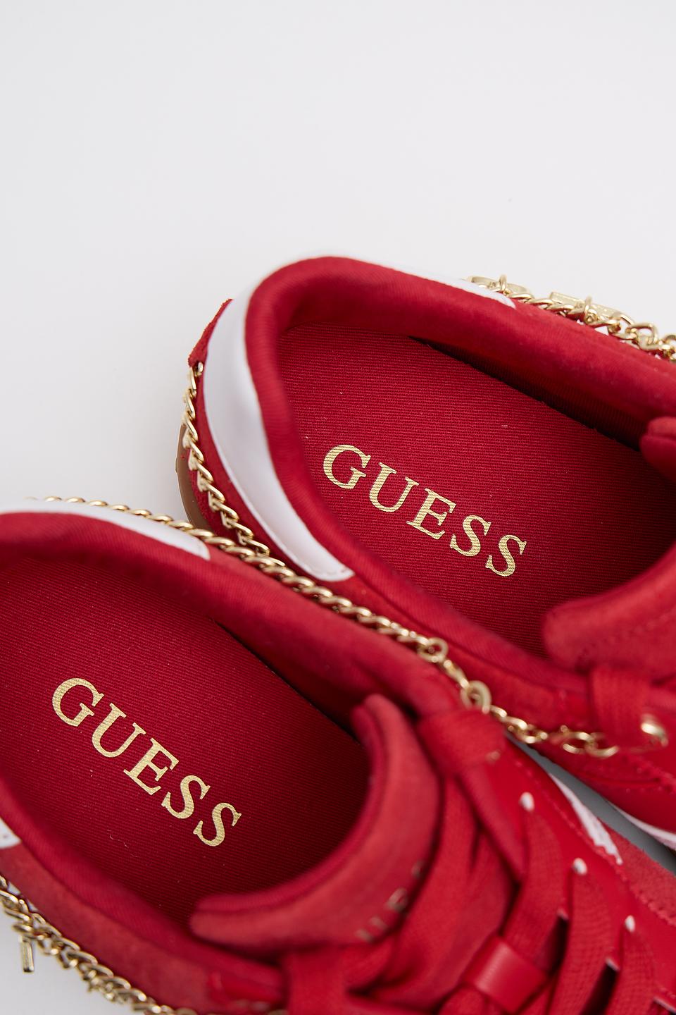 Кроссовки Guess с цепью красный