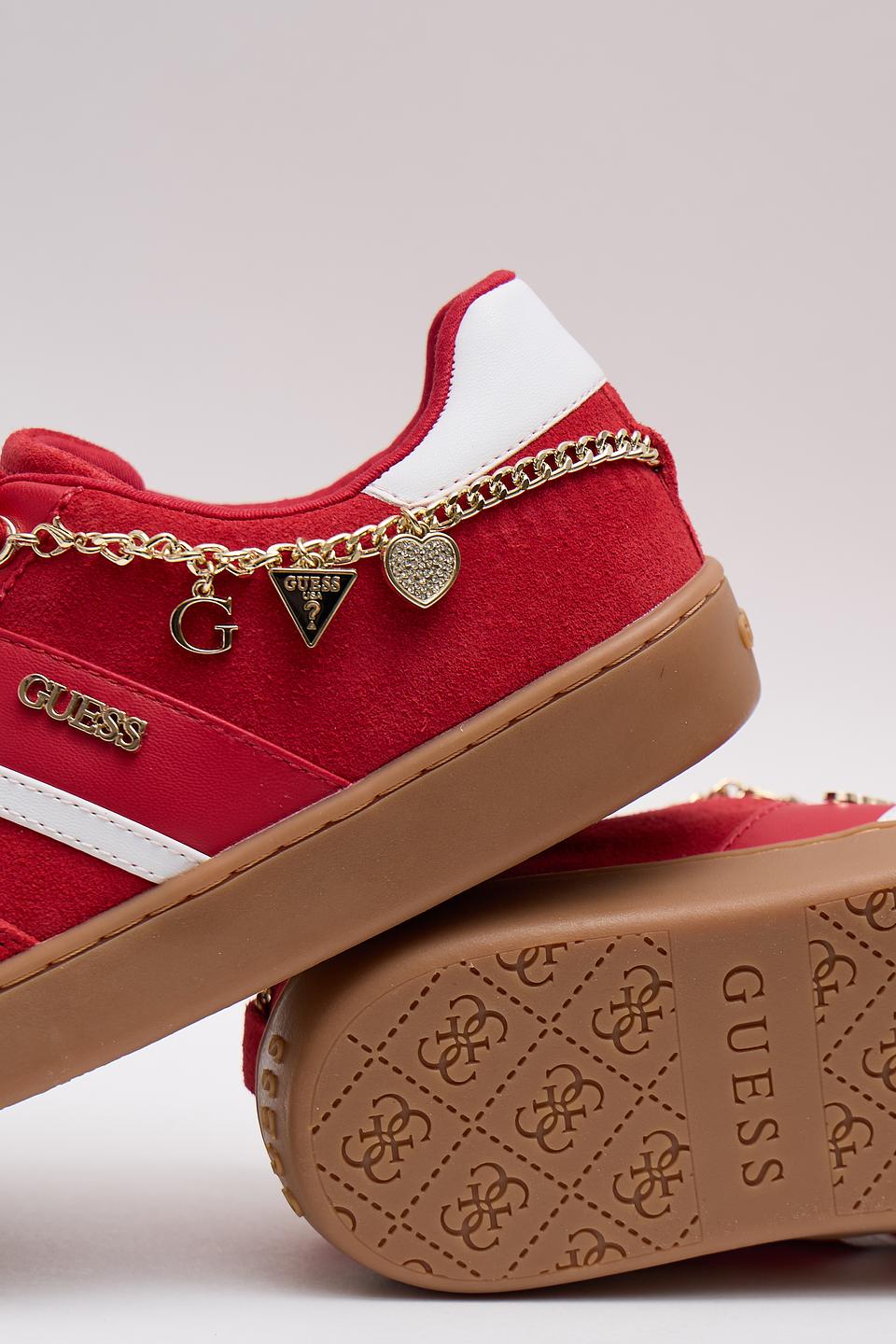 Кроссовки Guess с цепью красный