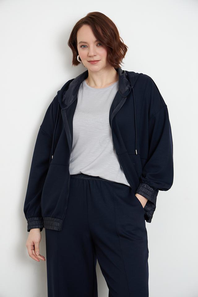 Жакет MORE and MORE с капюшоном тёмно-синий