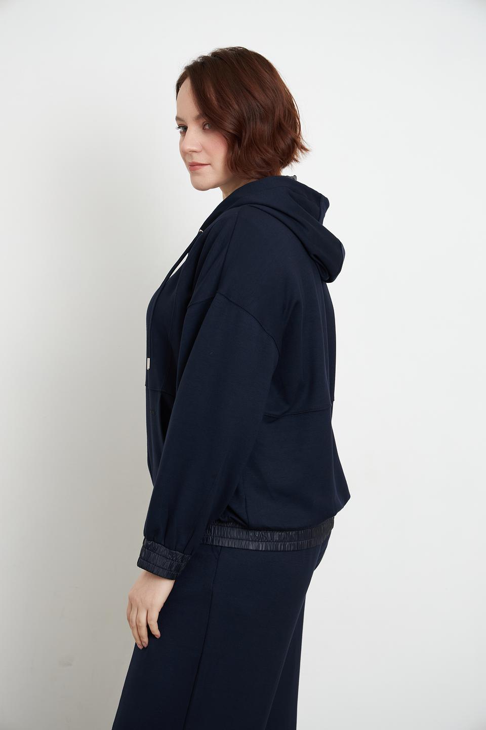 Жакет MORE and MORE с капюшоном тёмно-синий