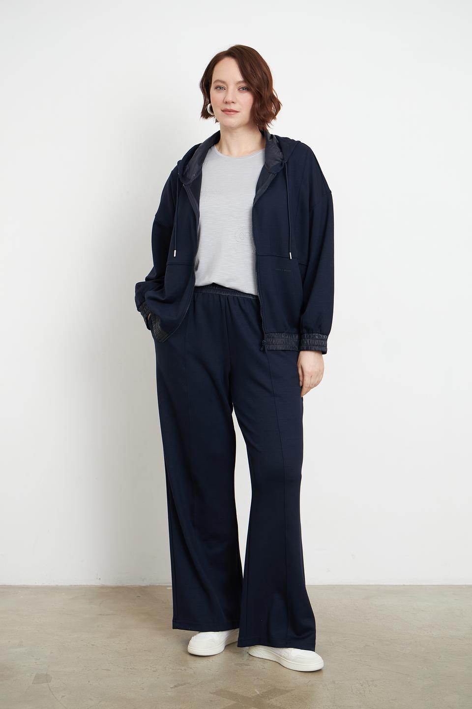 Брюки палаццо MORE and MORE темно-синие