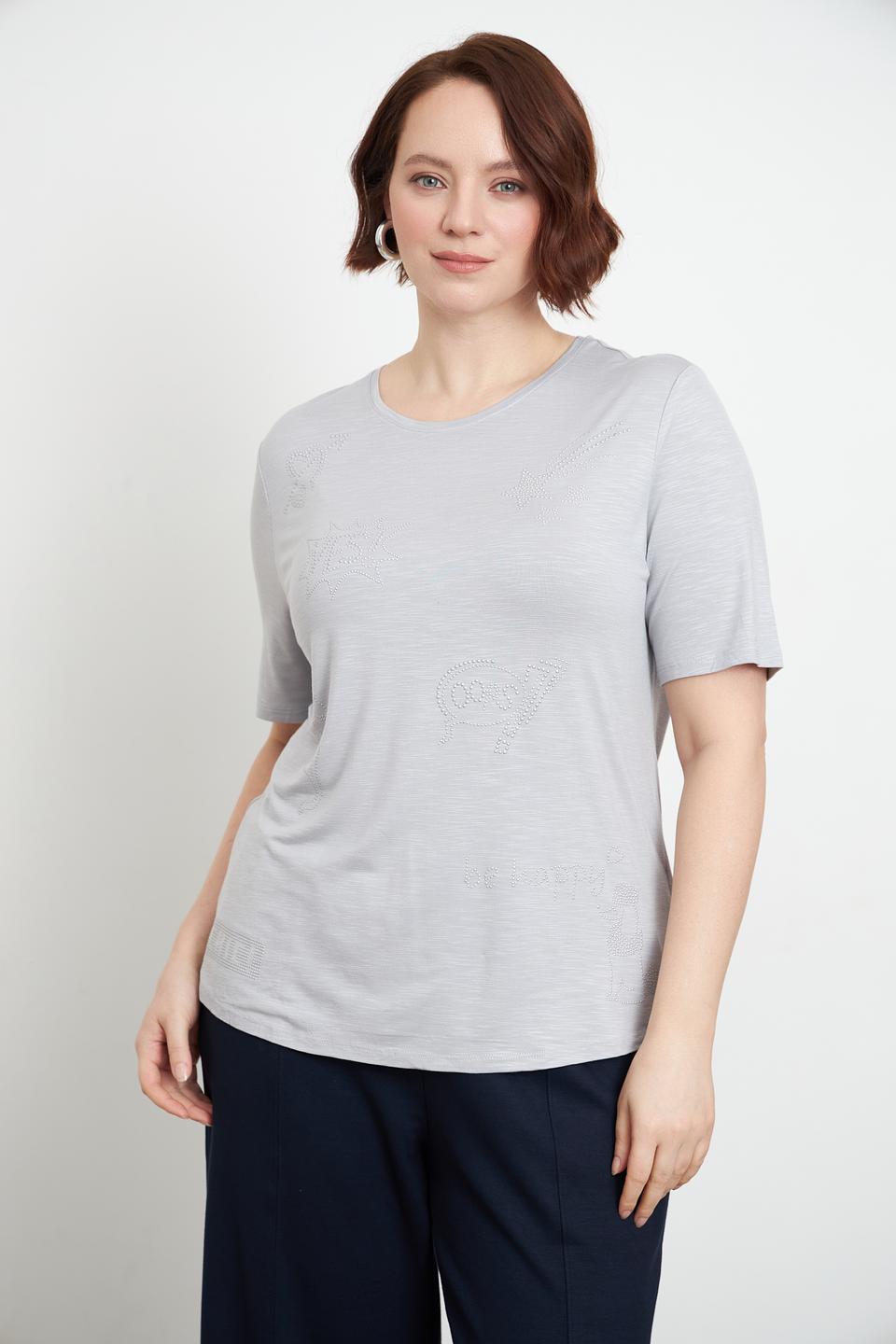 Футболка Lebek с принтом серая