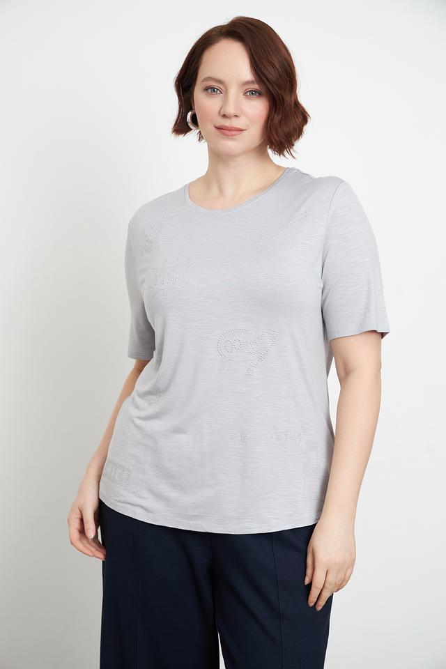 Футболка Lebek с принтом серая