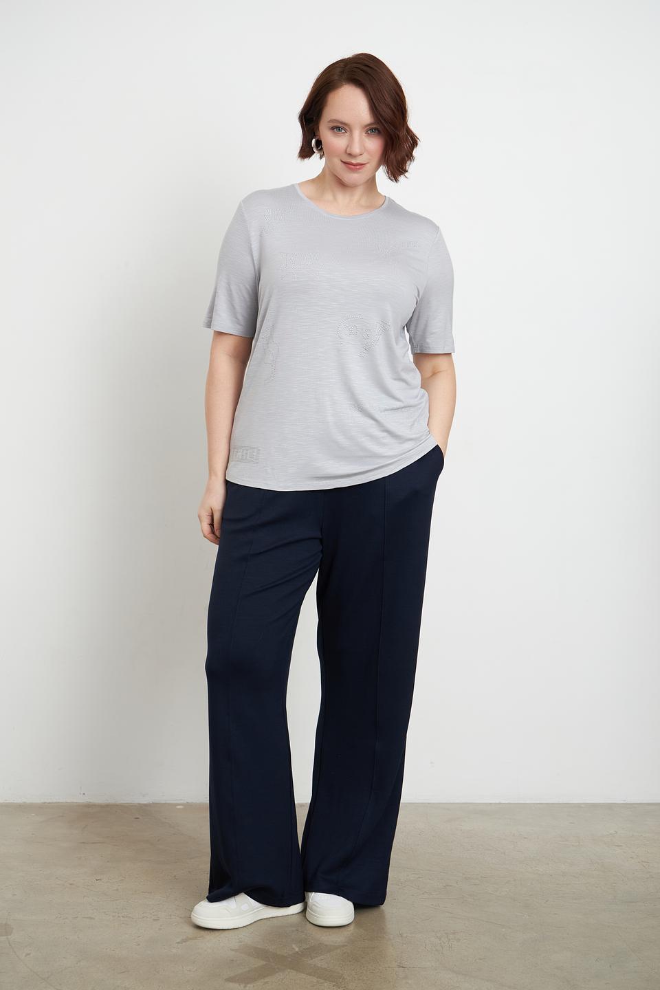 Футболка Lebek с принтом серая