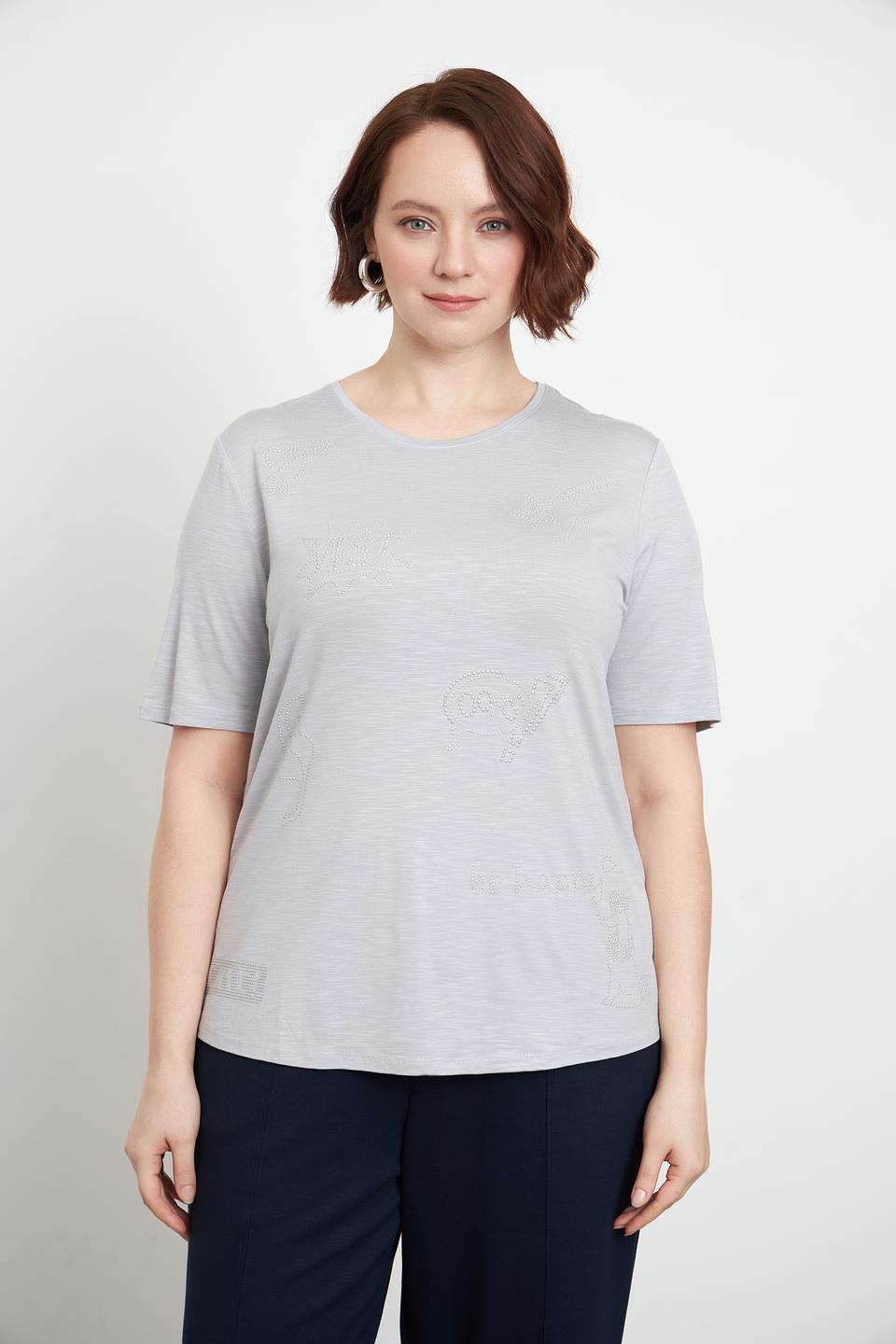 Футболка Lebek с принтом серая