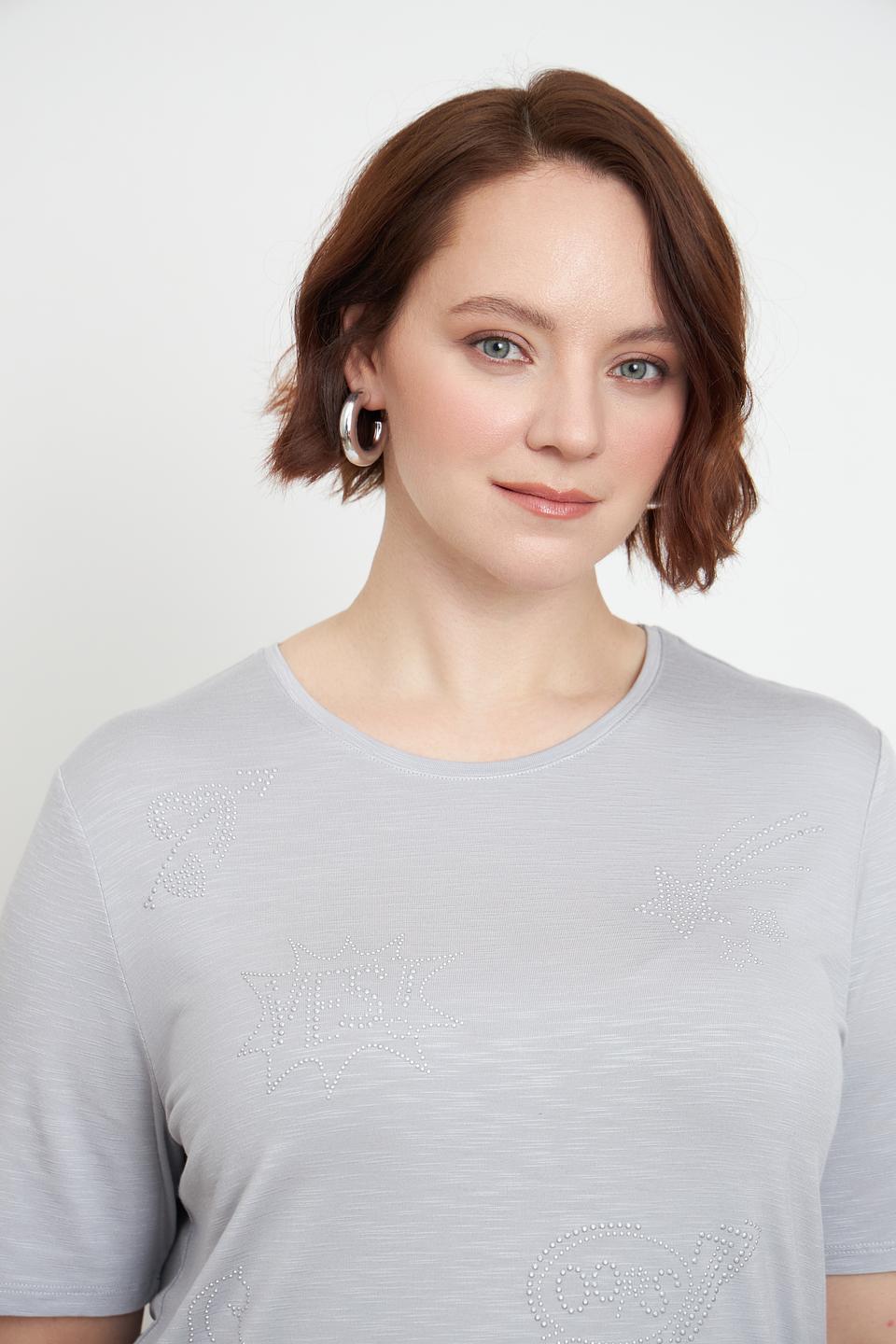 Футболка Lebek с принтом серая