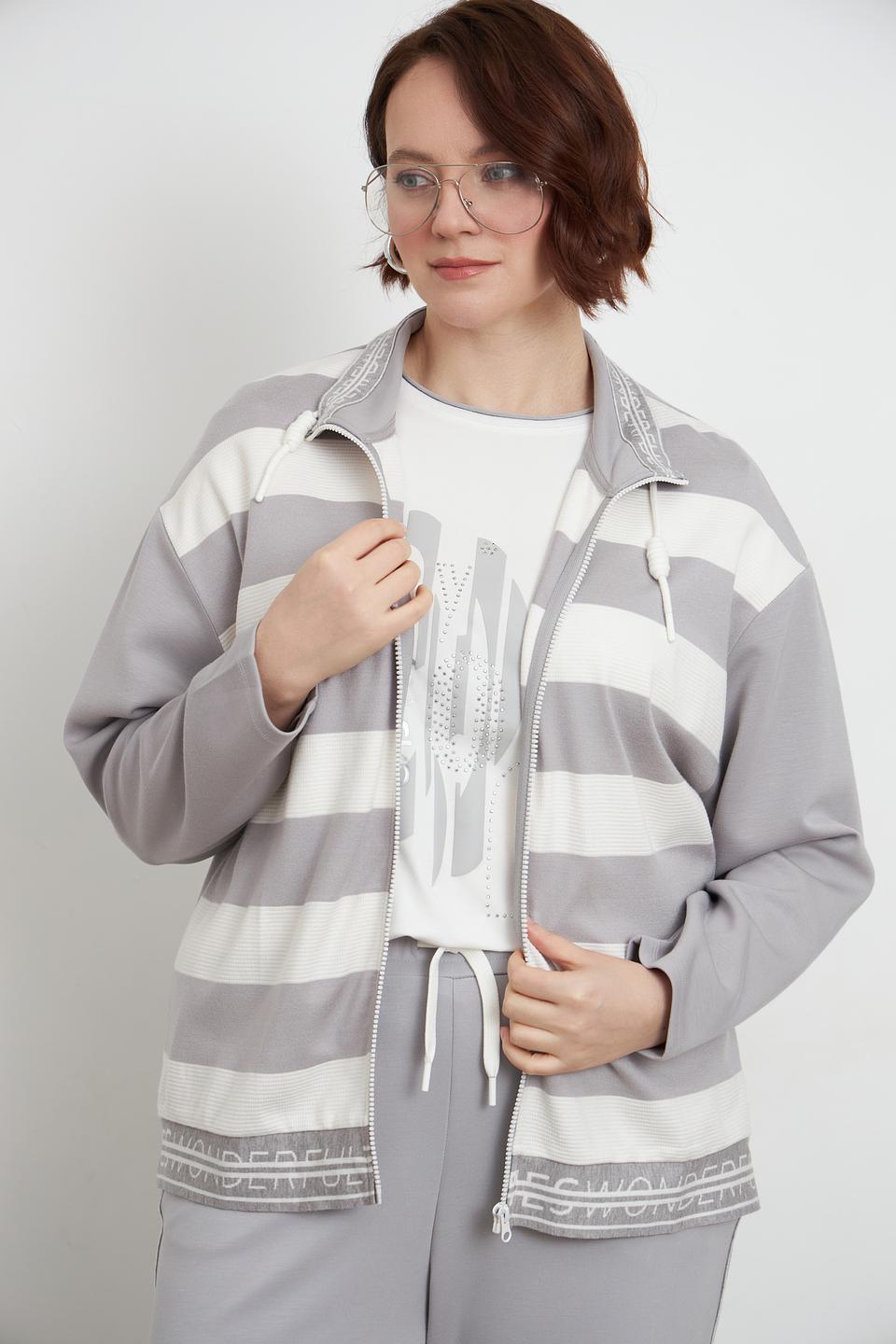Жакет Lebek полоска серый