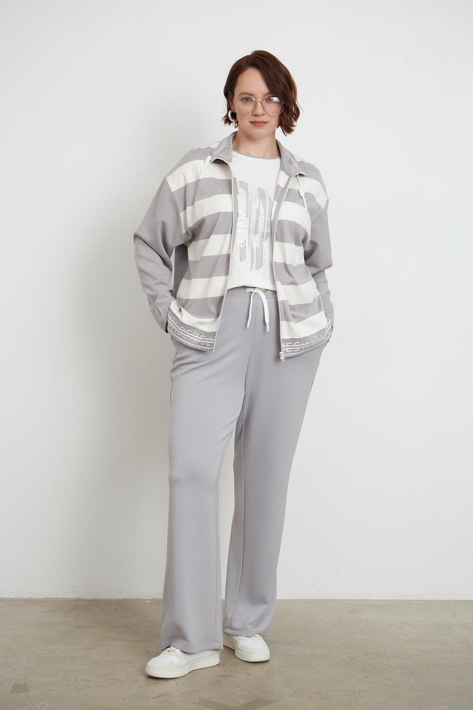 Жакет Lebek полоска серый